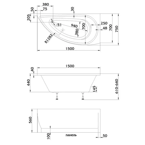 Ванна 1Marka PICCOLO 150x75 L/R