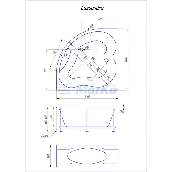 Ванна 1Marka CASSANDRA 140x140