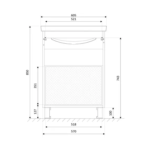 Тумба напольная без раковины 1Marka Aris 2 ящика