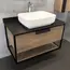 COMFORTY. Тумба-умывальник "Кёльн-75/90" дуб темный с черной столешницей, с раковиной