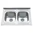 Мойка 8060SP MELANA 0,8/180 2-я чаша отдельная накладная  с сифоном