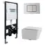 Комплект подвесной унитаз ABBER Rechteck AC1201 белый с инсталляцией AC0105 и кнопкой  хром