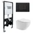 Комплект подвесной унитаз ABBER Bequem AC1100T белый с инсталляцией AC0105 и кнопкой черный матовый