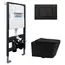 Комплект подвесной унитаз ABBER Rechteck AC1201MB черный матовый с инсталляцией AC0105 и кнопкой черный матовый