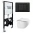 Комплект подвесной унитаз ABBER Bequem AC1131TC белый, с закрытым дном с инсталляцией AC0105 и кнопкой AC0120MB черный матовый